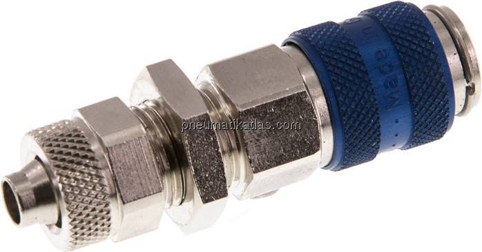 Schott-Kupplungsdose (NW5) 8x6mm Schlauch, Messing vernickelt