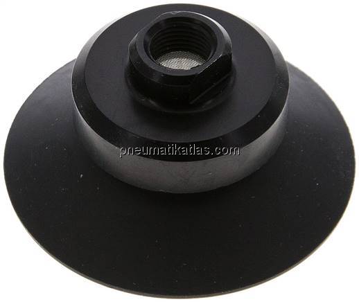 Flachsauger, Stützrippe, P-Serie, Ø 53x2,5mm, CR (50A), schwarz