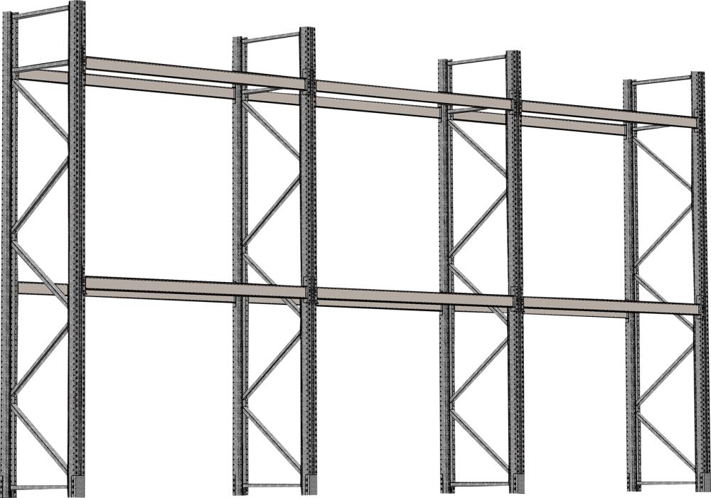 Palettenregal verzinkt 3 Felder á 1825 mm H 4500xT 1100mm 12 Holme 2000 kg