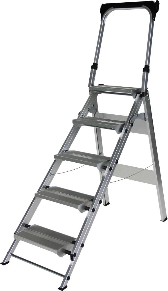 Alu-Klapptreppe 5 Stufen mit Bügel Höhe o. Stufe 1,10 m Arbeitshöhe bis 3,10 m