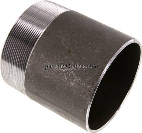 Anschweißnippel R 4"-120mm-114,3mm, ST 37, Stahl schwarz