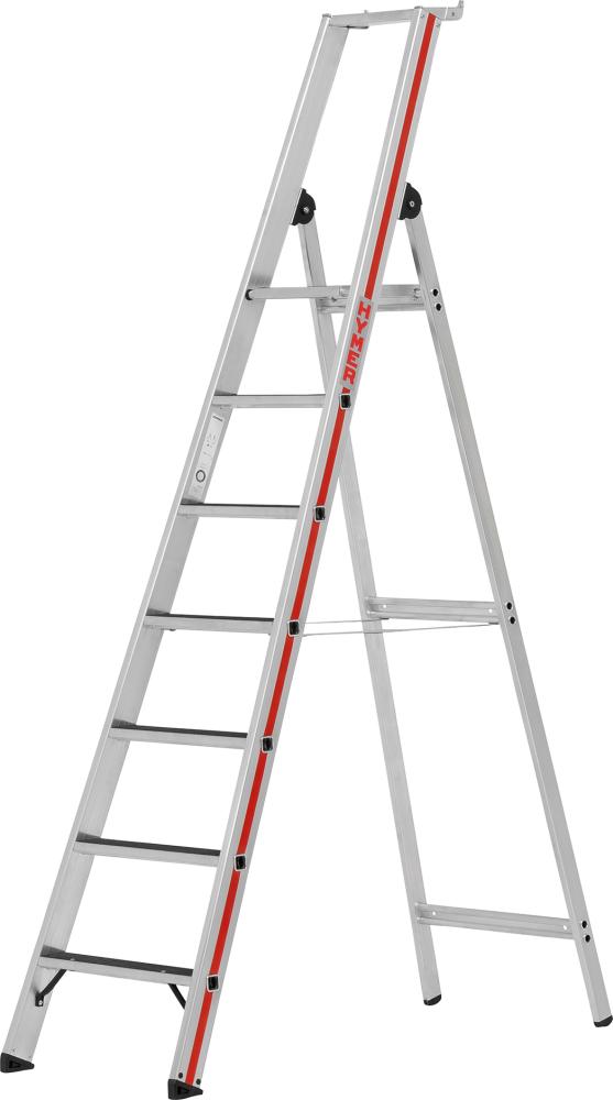 Stufenstehleiter R13 mit Plattform einseitig begehbar 7 StufenLänge 2,45 m