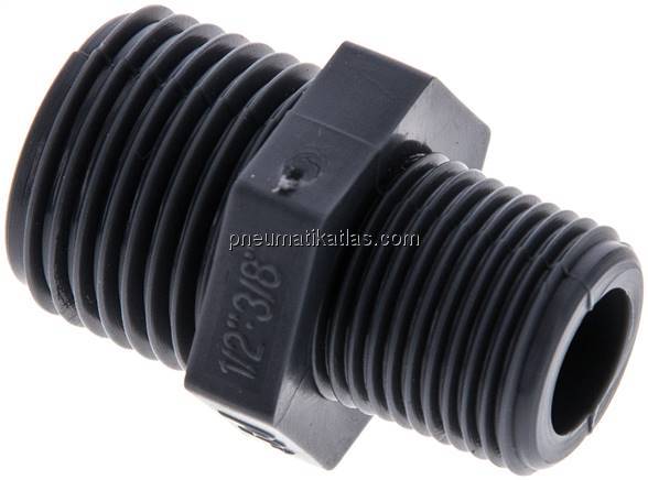 Doppelnippel G 1/2"-G 3/8", Polypropylen
