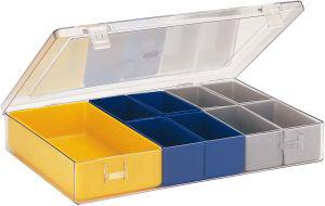 Sortimentkasten m.Deckel B307xT225xH50 mm mit 9 Einsätze LA-KA-PE