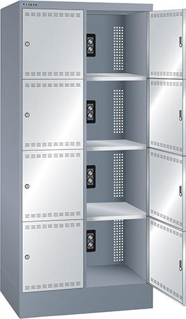 Ladeschrank Fächer Ral 6502/7035 BxTxH 810x585x1790mm 2x4 Fächer Schuko