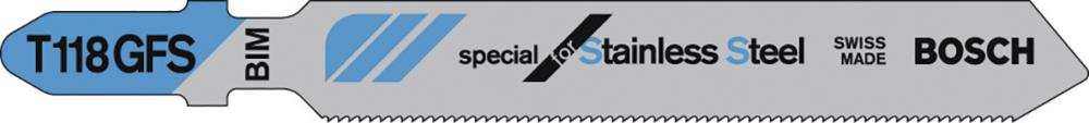 Stichsägeblatt T 118 GFS Bosch VE à 5 Stück Basic for Stainless Steel