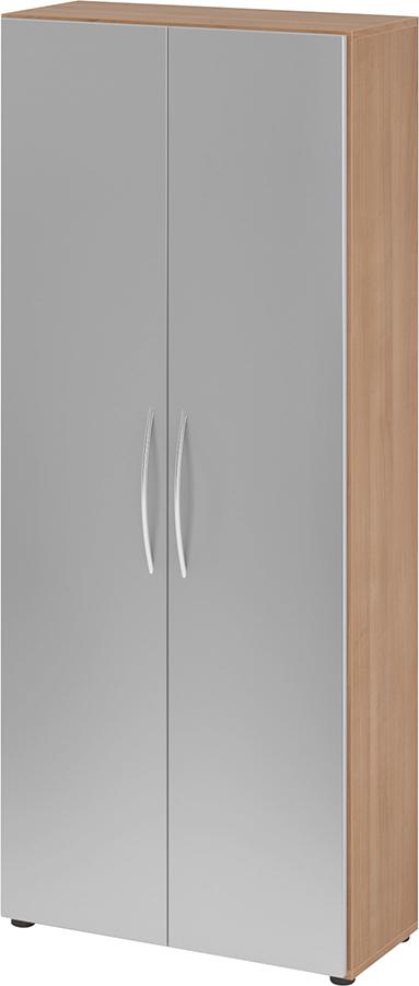 Schrank 4100 BM, 5 OH K: Nussbaum / F: Silber 80x34,6x188 cm (BxTxH)