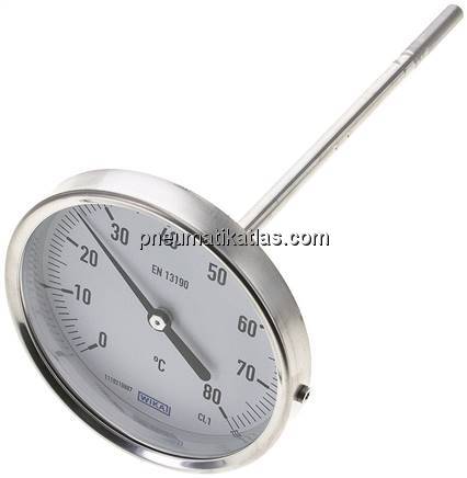 Bimetallthermometer, waagerecht D100/0 bis +80°C/200mm