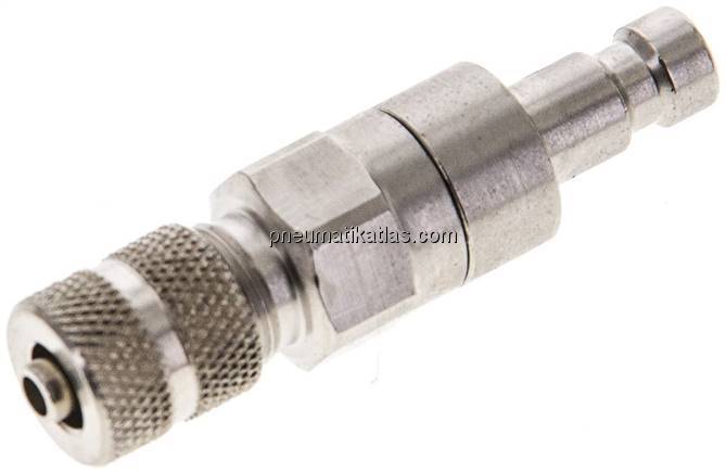 Kupplungsstecker (NW2,7) 4,3x3mm Schlauch, Messing vernickelt