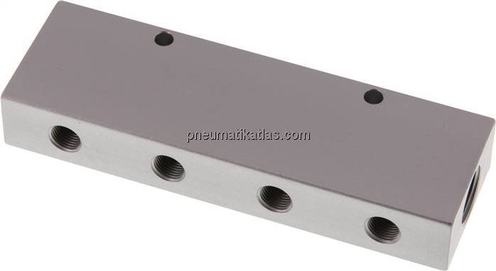 Verteilerleiste 2x G 3/8"-8x G 1/8", Aluminium eloxiert