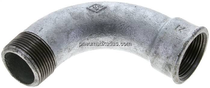 90°-Bogen Rp 1-1/4"(IG)-R 1-1/4"(AG), Temperguss verzinkt