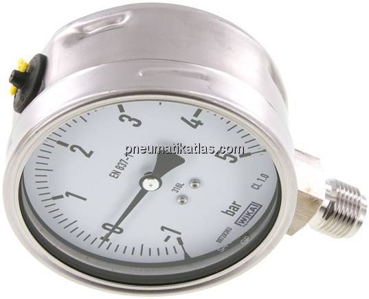 Chemie-Manometer senkrecht, 100mm, -1 bis 5 bar