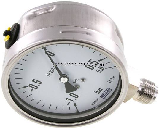 Chemie-Manometer senkrecht, 100mm, -1 bis 0,6 bar