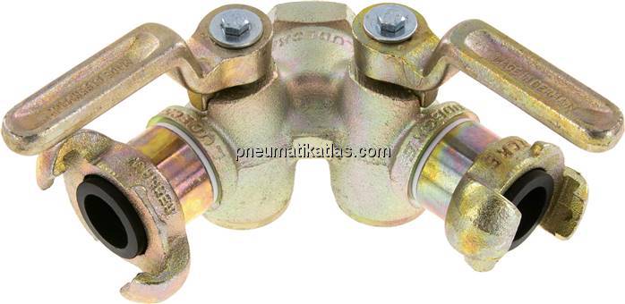 Doppel-Kükenhahn mit Kompressorenkupplung, G 1"(IG)