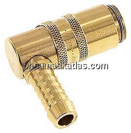 Temperierkupplungsdose (Winkel 90°) 9mm Zapfen, 9 (3/8")mm Schlauch