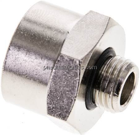 Reduziernippel G 1/4"(AG)-G 1/2"(IG), Messing vernickelt (Elastomerabdichtung)