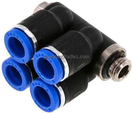 Steck-Mehrfachverteiler, 4-fach G 1/8"-8mm, IQS-Standard