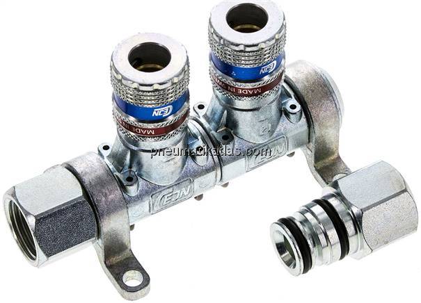 CEJN Multilink 2-fach Verteiler, mit Sicherheitskupplung eSafe als Abgang