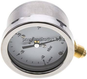 Manometer senkrecht 63mm, -0,04 bar bis 0 bar mbar, G 1/4"