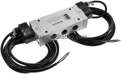 5/3-Wege Magnetventil, G 1/2", Mittelstellung geschlossen, 24 V DC