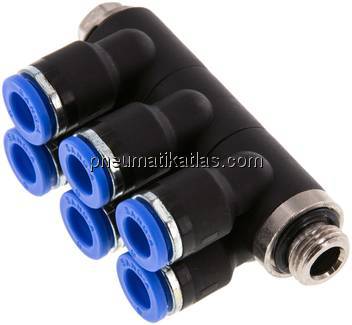 Steck-Mehrfachverteiler, 6-fach G 1/8"-6mm, IQS-Standard