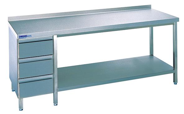 Arbeitstisch m. SL-Block 2000x700x850 Edelstahl Chromonorm