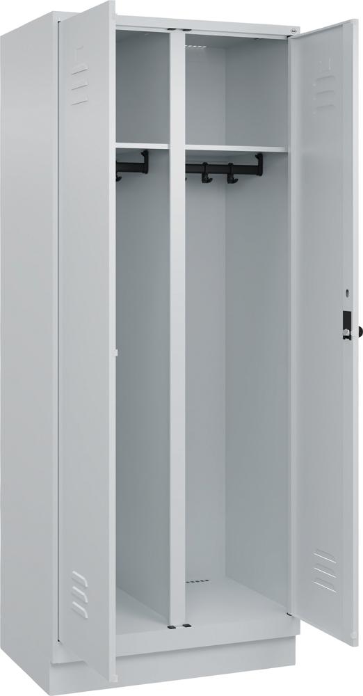 S/W-Gard.-Schrank CLASSICB800xT500xH1950 mm RAL 7035/7035, 2 Abteile mit 100 mm hohem Sockel