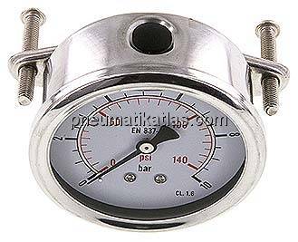Glycerin-Einbaumanometer, 3kt-Frontring, 63mm, 0 - 10 bar