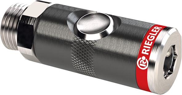 Sicherheitskupplung mit Druckknopf drehbar, NW 7,4mm AG G1/2" RIEGLER