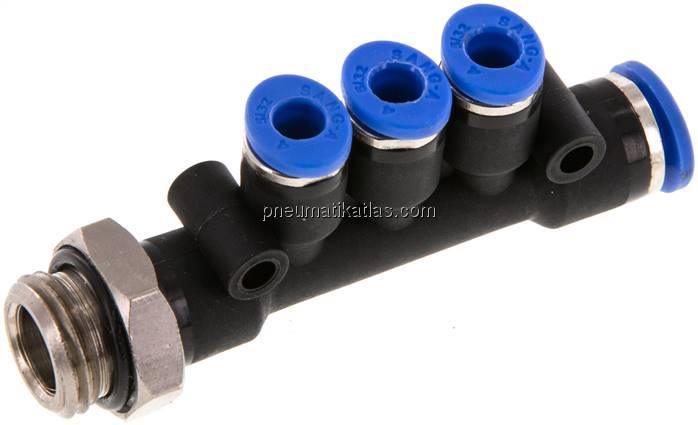 Steckanschluss-Mehrfachvert. G 1/4"-6mm-4mm, IQS-Standard