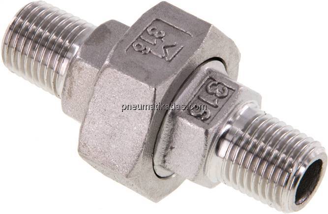 Doppelnippel trennbar R 1/4" flach dichtend,1.4408