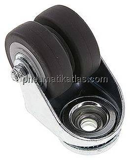 Apparate-Doppelrolle, Rückenloch 10,2 mm, Lenkrolle, 50mm