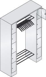 Offene Garderobe B1430xT480xH1950 mm RAL 7035 10 Bügel 2x5 Fächer B240 mm CP