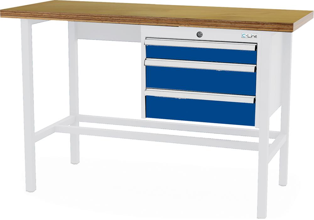 Arbeitstisch B2000mm 3 Schbl. 7035/5010 Forum