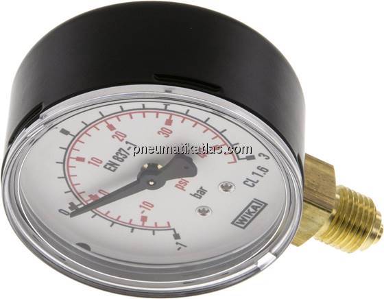 Vakuummeter, 63mm, senkrecht, -1 bis 3