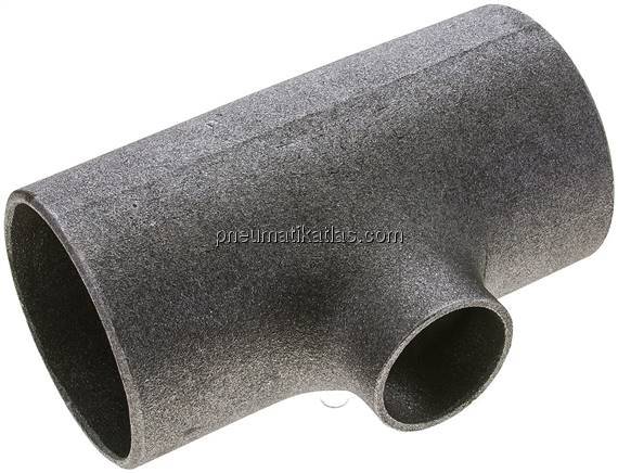 T-Stück 88,9x3,2mm - 48,3x2,6mm, P235GH-TC1 Stahl schwarz, nahtlos