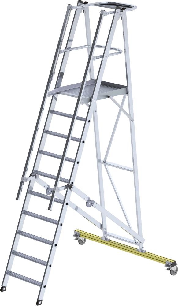 Alu-Podestleiter 10 Stufen mit Handlauf Podesthöhe 2,30 m Arbeitshöhe bis 4,30 m