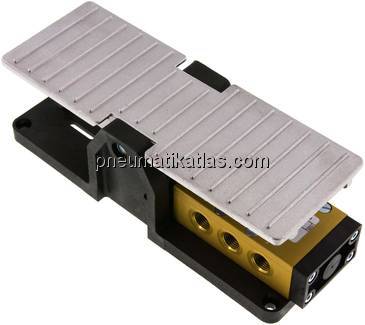 5/3-Wege (Mittelstellung entlüftet)-Fußventil, G 1/4", Raste