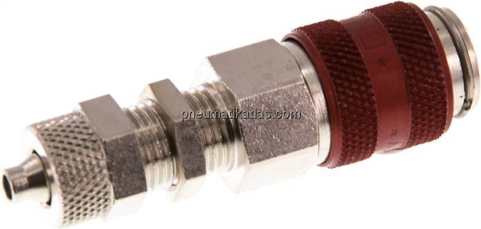 Schott-Kupplungsdose (NW5) 6x4mm Schlauch, Messing vernickelt