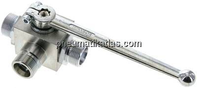 Hochdruck-3-Wege Kugelhahn, L-Bohrung, 16 S (M24x1,5), 0 - 400bar