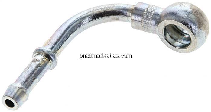 90°-Schlauchnippel 8mm Ring, 4 - 5mm, Stahl verzinkt