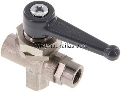 3-Wege T-Kugelhahn, Messing, L-Bohrung, G 1/8", PN 20