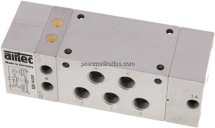 Zweihand-Sicherheitsblock G 1/4", 5/2-Wege (Selbsthalte-Anschluss 14), Präzision