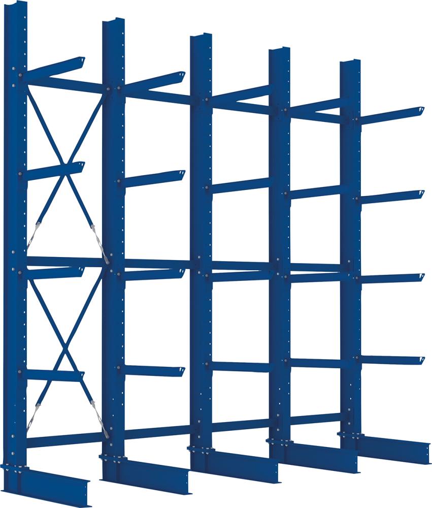 Kragarmregal Heavy B4100xT800xH4000 mm einseitig RAL 5010 5 Ebenen Traglast 3150kg