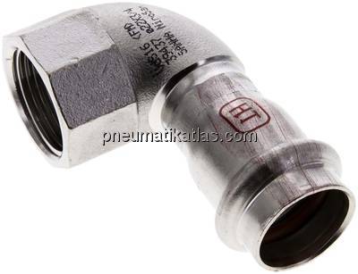 Pressfitting, Winkel, 22mm / Rp 3/4" IG, 1.4404