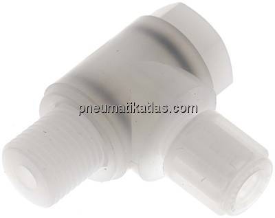 Winkel-Verschraubung G 1/4"-6x4mm, PVDF, Hohlschraube