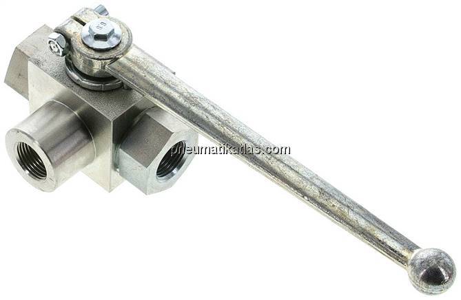 Hochdruck-3-Wege Kugelhahn, T-Bohrung, G 3/8", 0 - 500bar