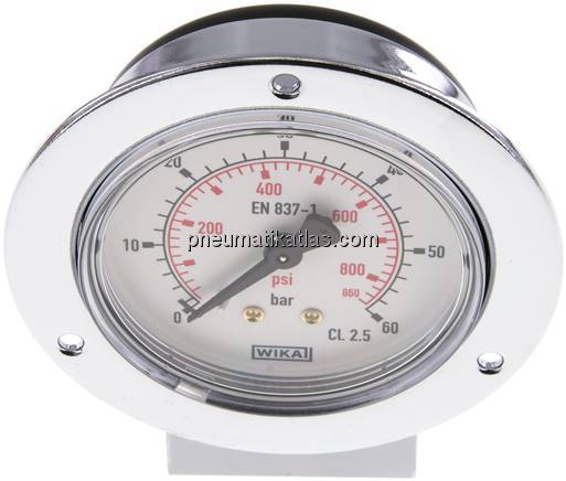 Einbaumanometer (CrNi/Ms), Frontring, 63mm, 0 - 60 bar
