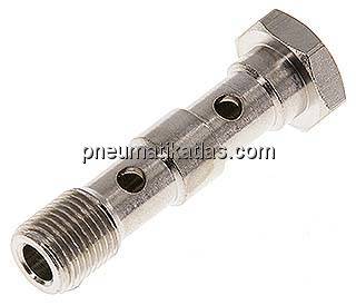 Hohlschraube, 2-fach G 1/8"-40,5mm, Messing vernickelt