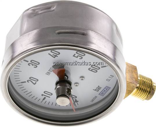 Manometer senkrecht (CrNi/Ms), 100mm, 0 - 60 bar